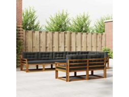 Vidaxl Conjunto De Sofás Para Exterior 8 Unid. Natural E Antracite