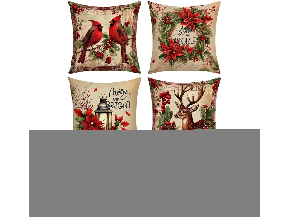 Capas De Almofada Decorativas De Natal 46x46 Cm Em Linho Vermelho | Da In Para Sofá E