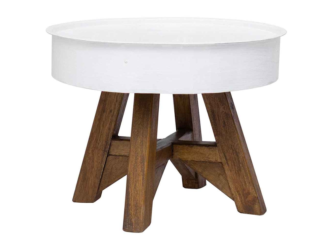 Vidaxl Mesa De Centro 60x45 Cm Madeira Recuperada Maciça Branco