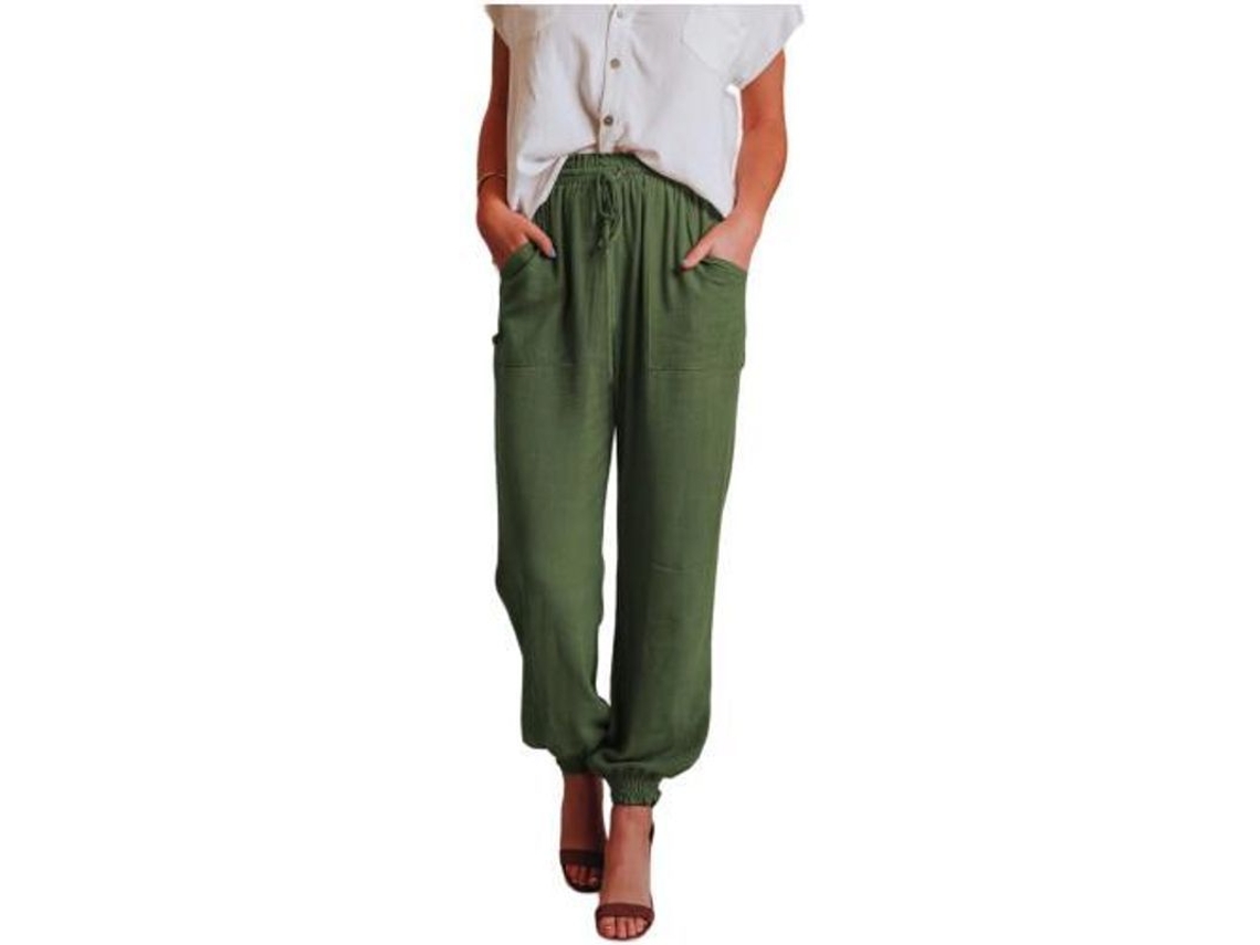 2026 pantalones Jogger Sueltos para Mujer Con Cintura Elástica Y Cordón, Bolsillos Y Tejido Transpirable XL Verde Ejército