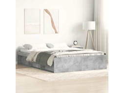 Estrutura De Cama 140x190 Cm Cinza Cimento