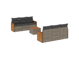 Conjunto de 7 Sofás para Jardim com Almofadões Vime Pe Cinzento MAISON EXCLUSIVE (7 pcs)