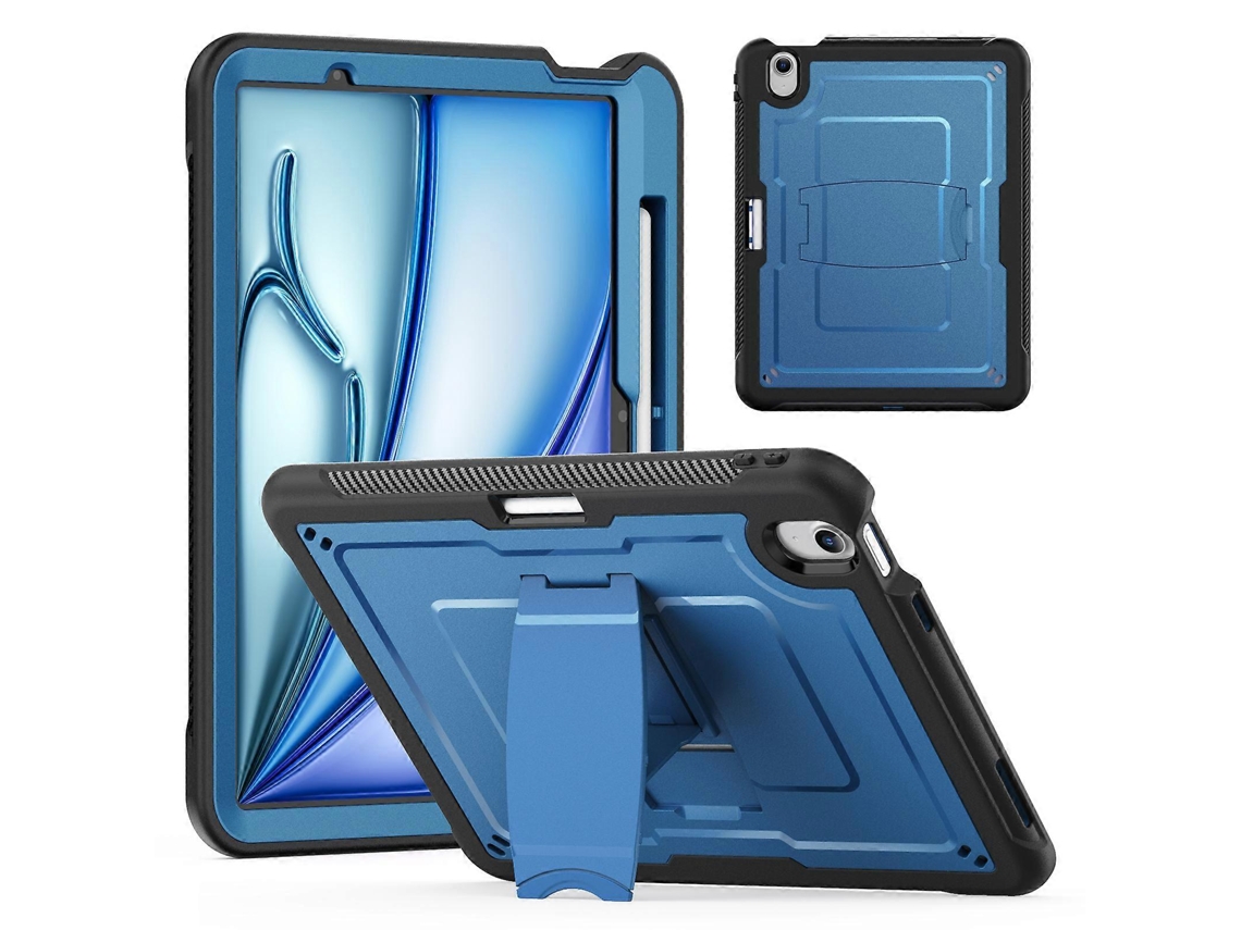 Para iPad Air 11 (2024) Camada de PC TPE com suporte oculto Liga de zinco Azul marinho Hengrongshen (2025)