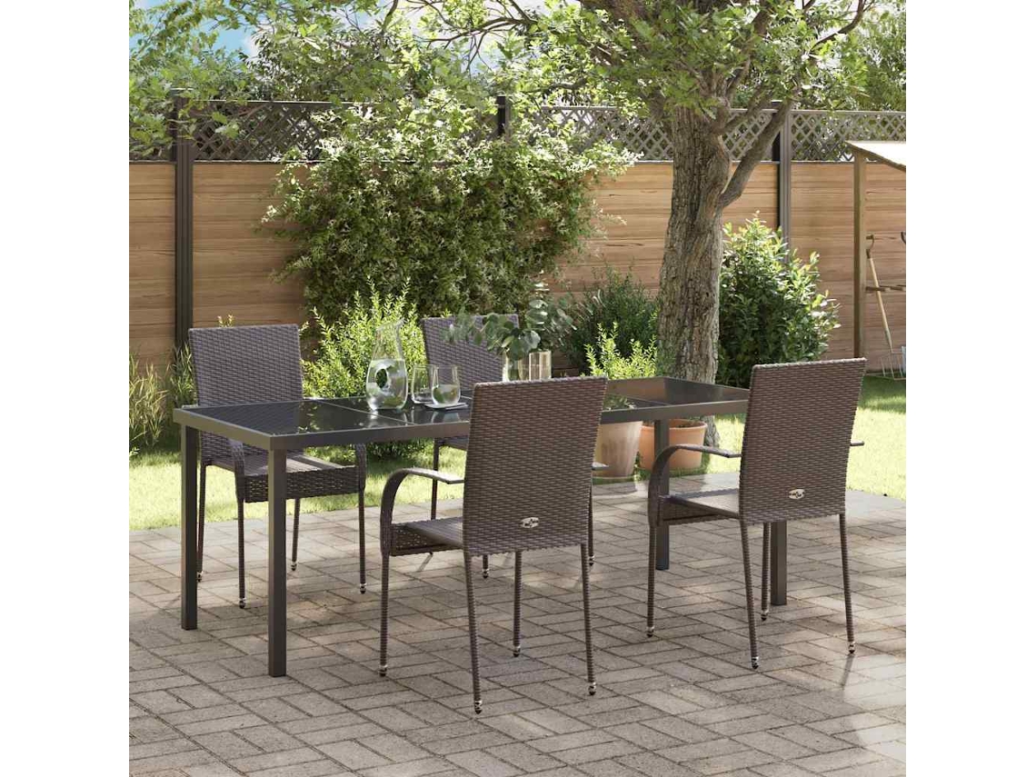 Vidaxl Conjunto De Jantar Para Jardim 5 Unid. Castanho