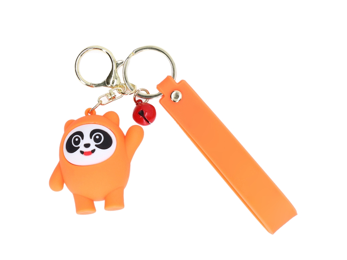 Primerox chaveiro Mascote Olimpíadas Inverno 2022 Panda Silicone Fofo Laranja para Bolsa