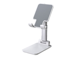 Suporte para Smartphone Tablet Branco Altura Ajustável Dobrável Led Usb Portátil Casa Escritório Compacto Resistente Viagem Universal STELASPLEN