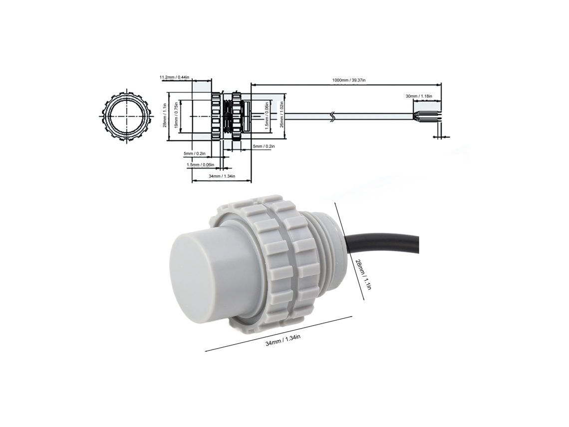 Sensor Ultrassônico De Distância Ip68 Submersível 3m