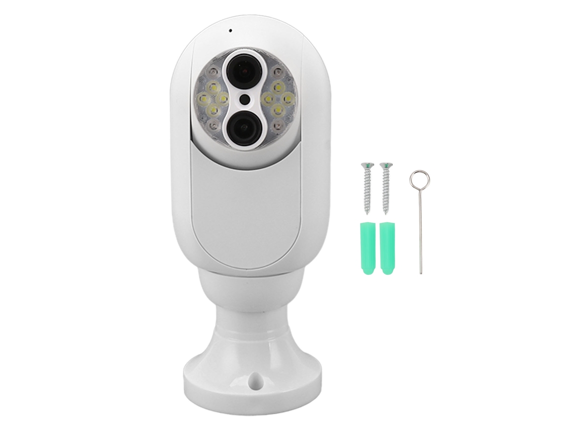 Câmara De Segurança Lâmpada Wifi E27 Lente Dupla Zoom 15x Visão Noturna Colorida Voz Bidirecional Detecção De Movimento 100-240v