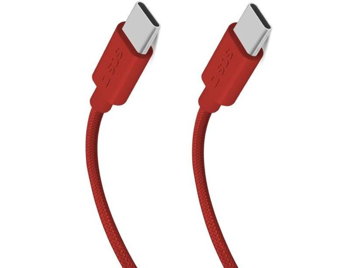 Cabo SBS Tecido Dados E Carga (USB-C - USB-C - 1,5M - Vermelho)