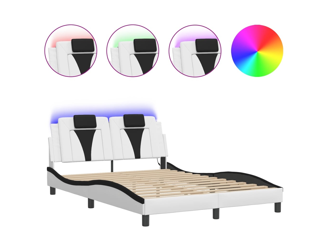Bed Frame, Bed Frames Vidaxl Branco Couro Artificial (120 X 200 Cm)