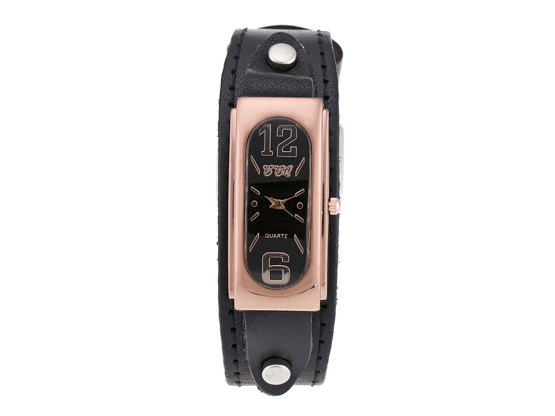 Relógio de Pulso Masculino Vintage de Quartzo com Pulseira de Pu Preto