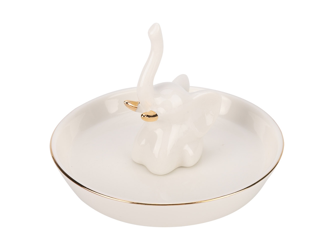Prato Organizador Decorativo Branco para Anéis de Jóias