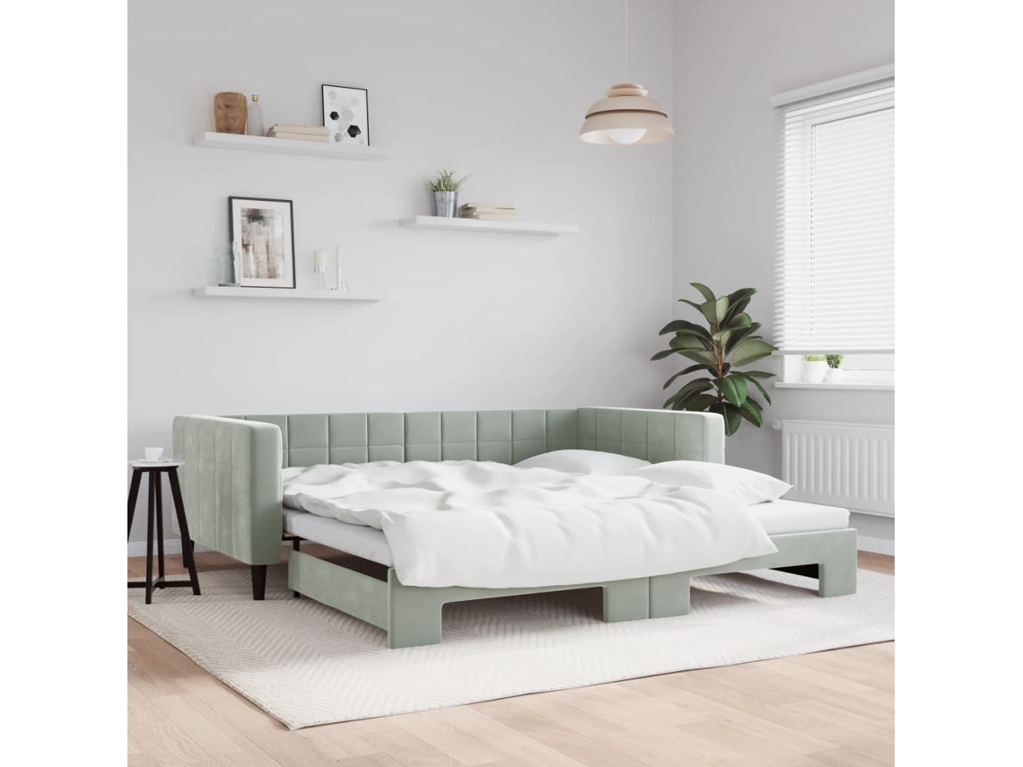 Vidaxl Sofá-cama Com Gavetão 100x200 Cm Veludo Cinzento-claro