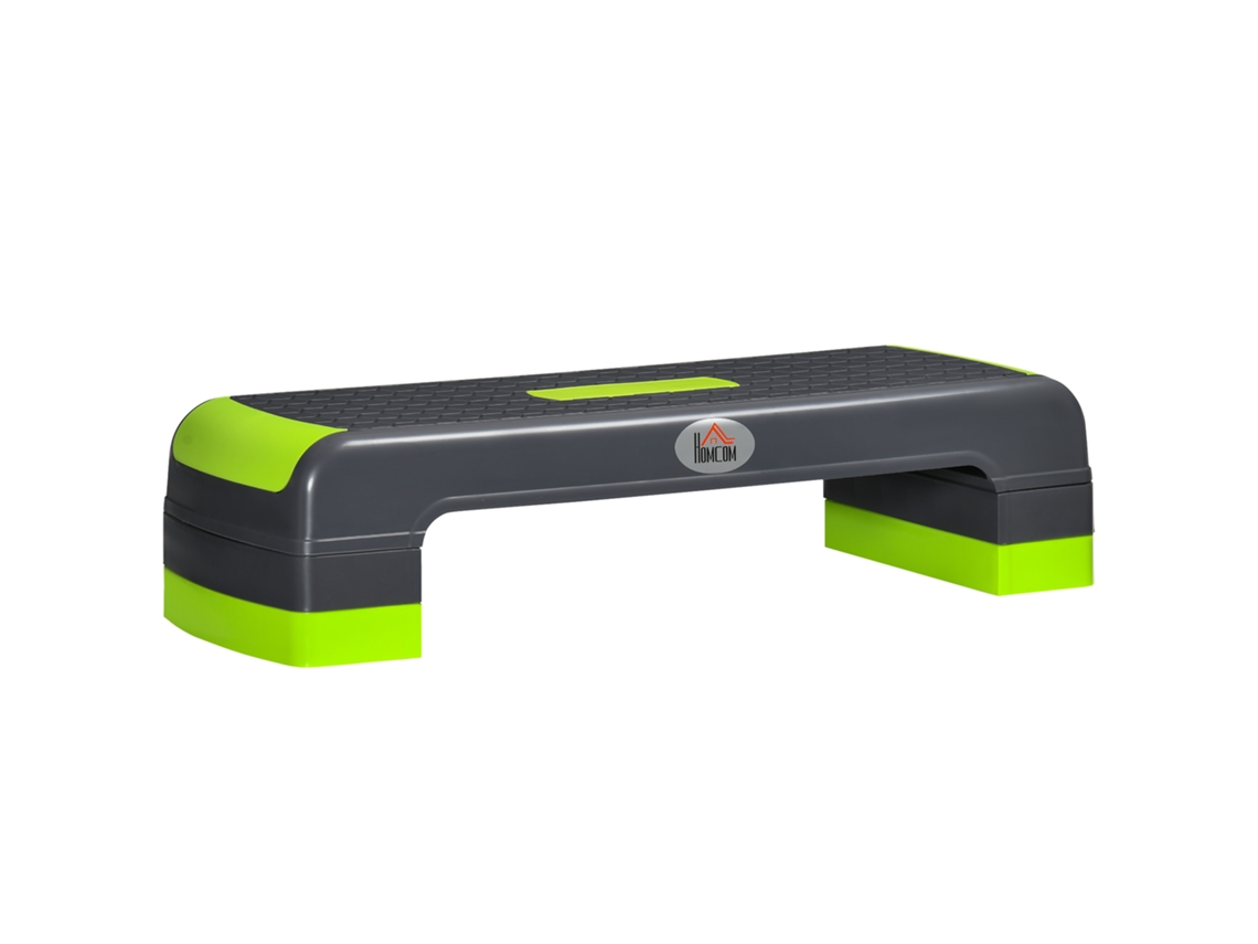 Plataforma Step Fitness SINI TECH STORE com altura ajustável 10/15/20cm, 78x28x20cm, verde e cinza