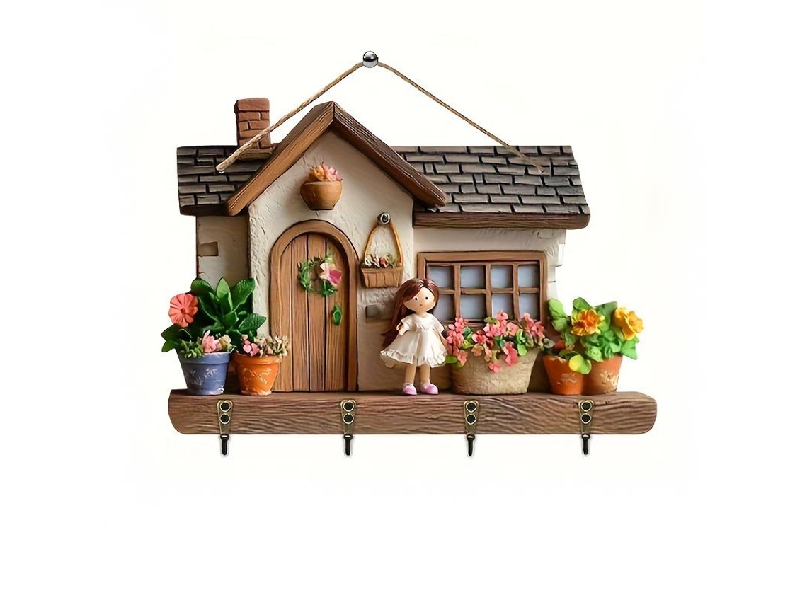 Gancho de Parede Estilo Casa Campo para Meninas, 30 X 23 0, 4 Cm BRILVIBERA