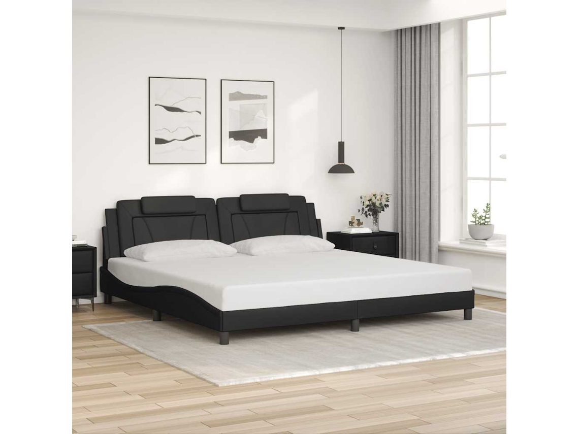 Vidaxl Estrutura De Cama Viana Sem Colchão 200x200 Cm Couro Artificial Preto