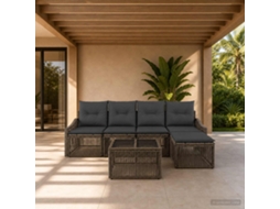 Vidaxl Conjunto De Sofá De Jardim 6 Pcs Cinzento Vime Pe