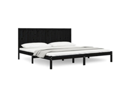 Estrutura de Cama 200x200 Cm Pinho Maciço Preto MAISON EXCLUSIVE