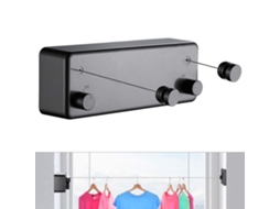 Varal Retrátil Para Uso Interno E Externo Resistente, 2 Varais De Aço Inoxidável De 4,2 M, Suporte De Parede Preto Ehstmind (furadeira)