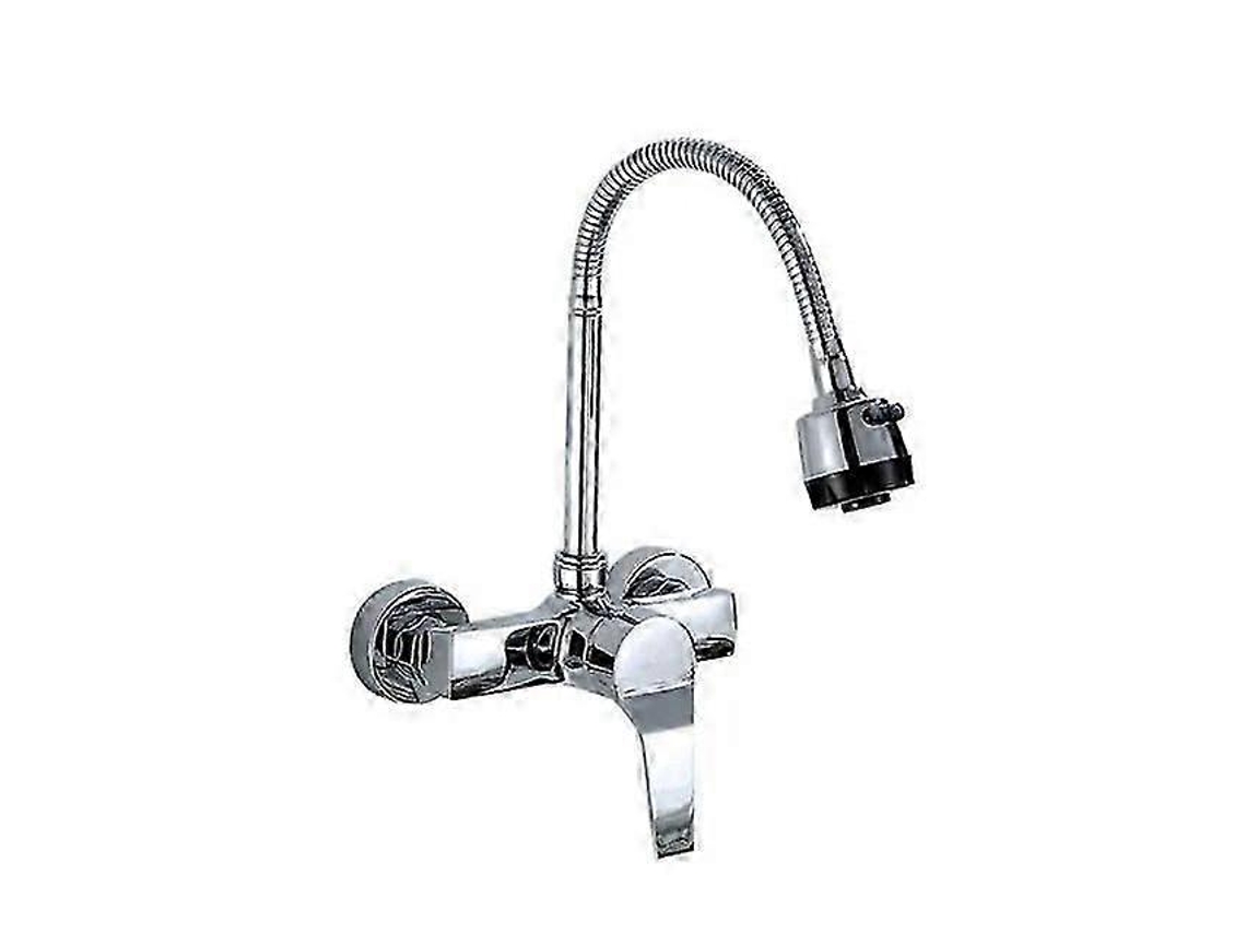 Torneira De Parede Para Banheiro E Cozinha, Com Duas Alças, Acabamento Antigo Em Latão, Para Água Quente E Fria, Com Bica Longa Gi Aquaforge