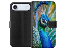 Capa Carteira Compatível Com Apple Iphone Air Com Estampa De Penas De Pavão, Design Colorido E Motivo Exótico De Pássaro.