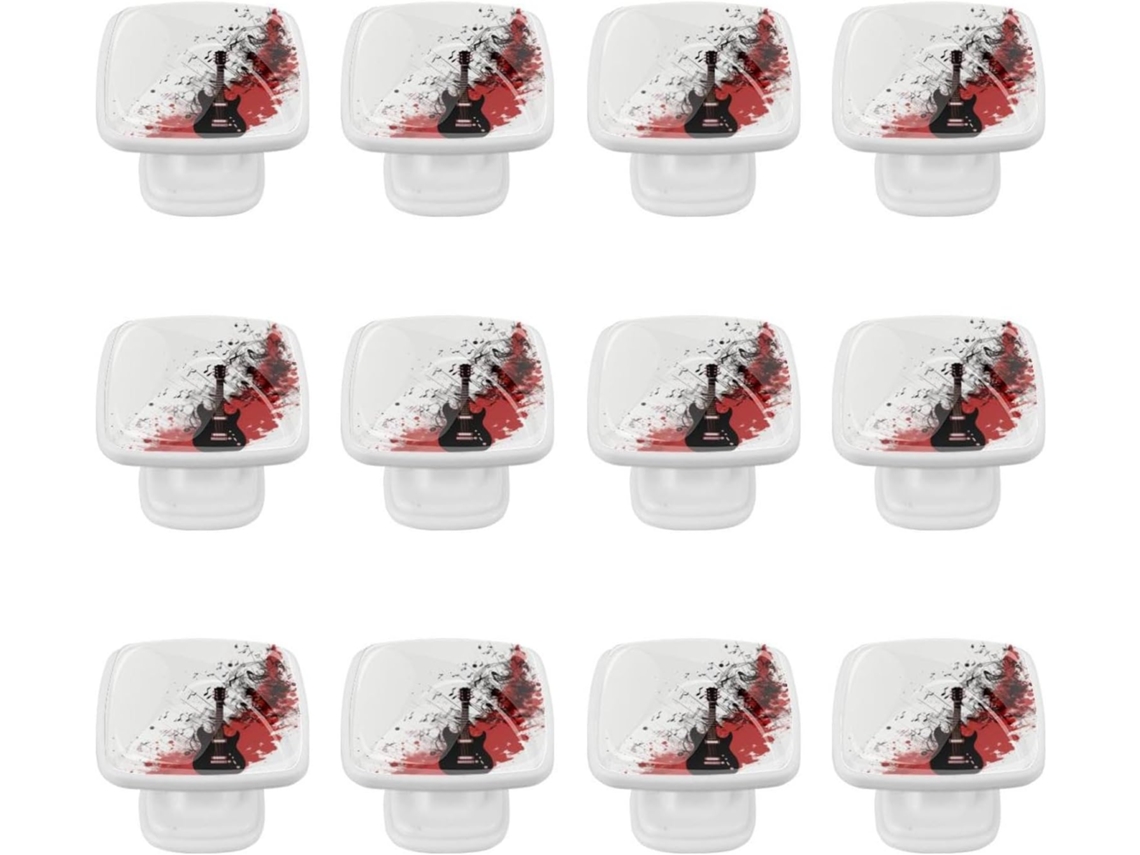 Puxadores E Maçanetas Quadradas Para Armários De Cozinha, Conjunto De 12 Peças, Com Fundo Abstrato De Notas Musicais