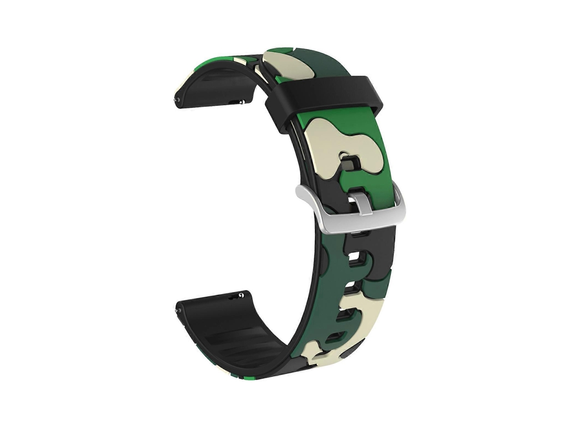 Pulseira De Silicone Camuflada De 20 Mm Para Amazfit Pop Com Fivela Prateada