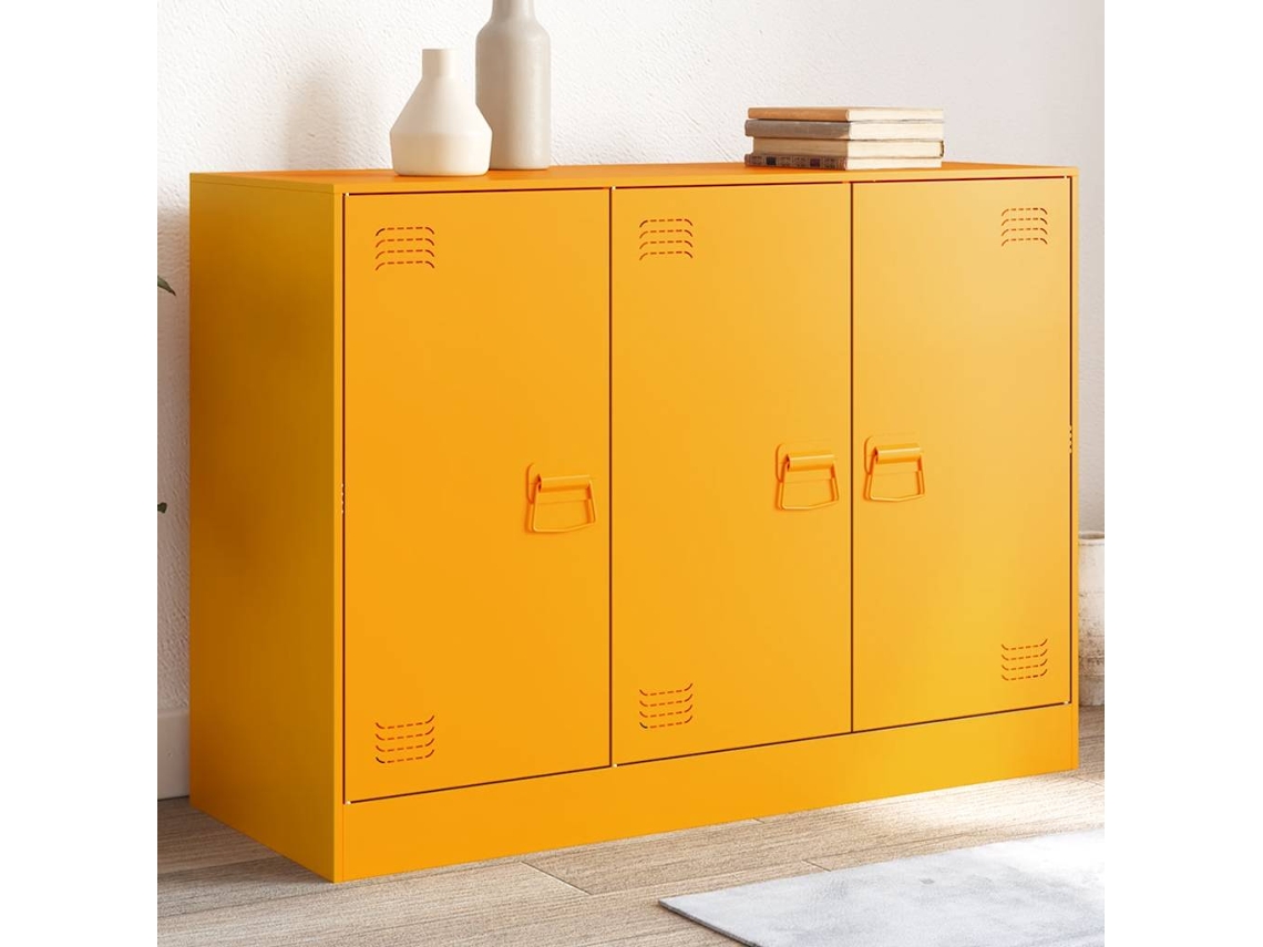Vidaxl Aparador 99x39x73 Cm Aço Amarelo Mostarda