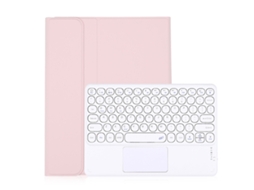 Capa de Teclado Bluetooth para iPad 10.2 XIAOMOYU com tampa redonda, rosa e branco