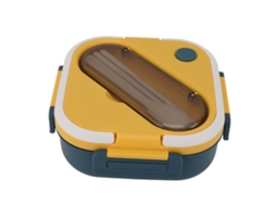 Recipiente De Almoço De Plástico Compartimentado Portátil Aparência Fofa Para Micro Ondas Com Pauzinhos Colher Caixa Bento Para Escola Escritório Azul