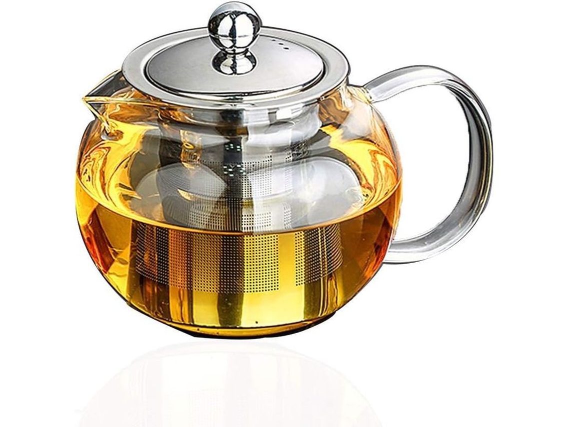 Tetera de vidro com infusor de aço inox removível para chá de folhas soltas Marca