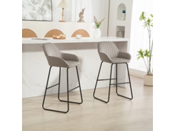 Conjunto De 2 Cadeiras Bar Com Estofado Em Tecido E Espuma,pufe Com Pernas De Metal,cor Cinza Para Cozinha E Balcão Mega Echo Trade Shop