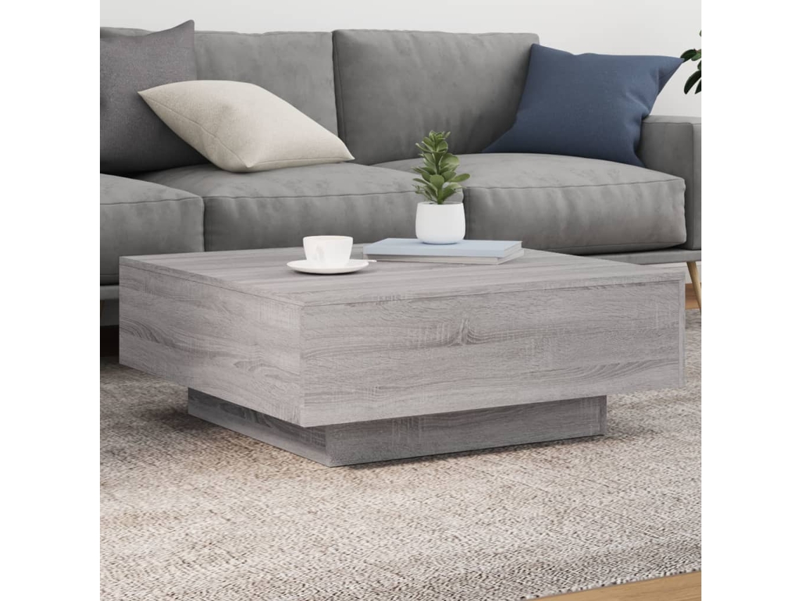 Vidaxl Mesa De Centro Com Luzes Led 80x80x31 Cm Cinzento Sonoma