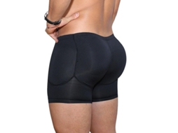 Calcinha Boxer Masculina com Preenchimento para Aumento de Bumbum Leve e Flexível Preto