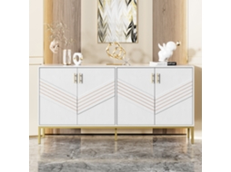 Aparador Branco/dourado 4 Portas, Mdf, Metal, Prateleiras. Cs