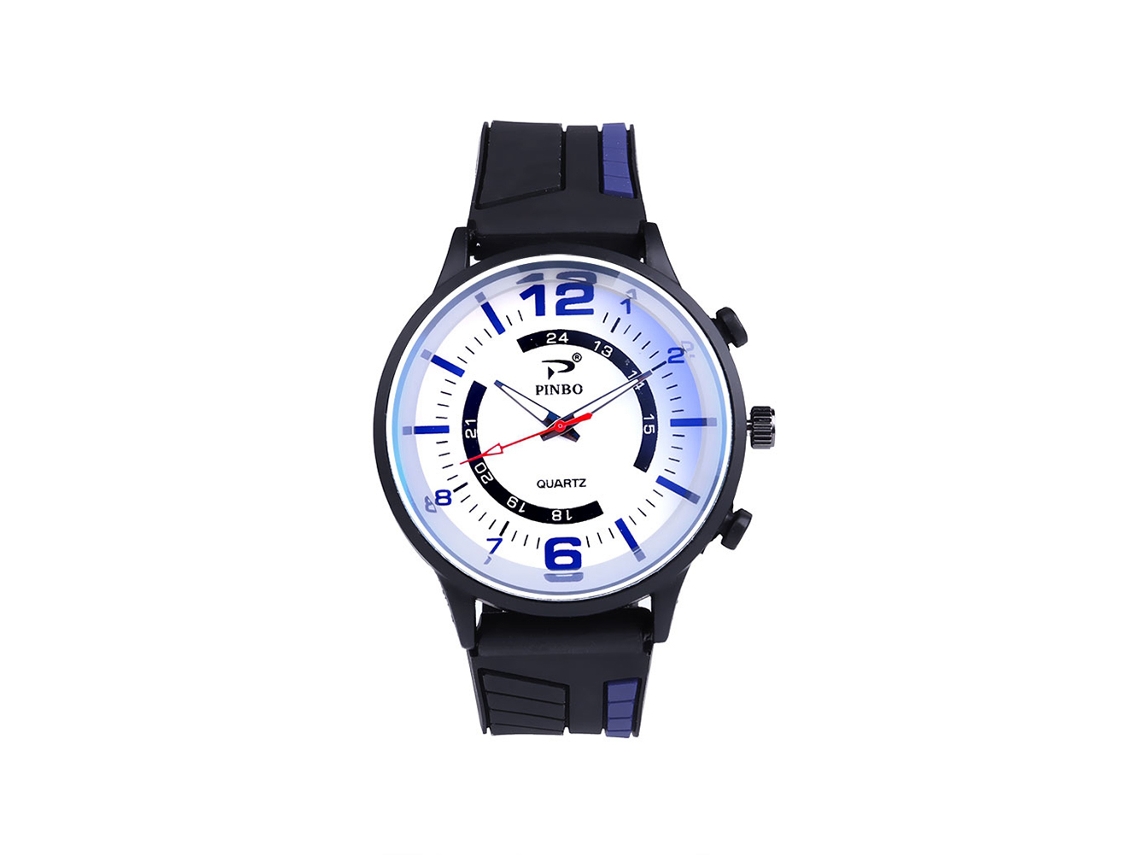 Relógio de Pulso Masculino Esportivo de Quartzo com Pulseira de Silicone Azul