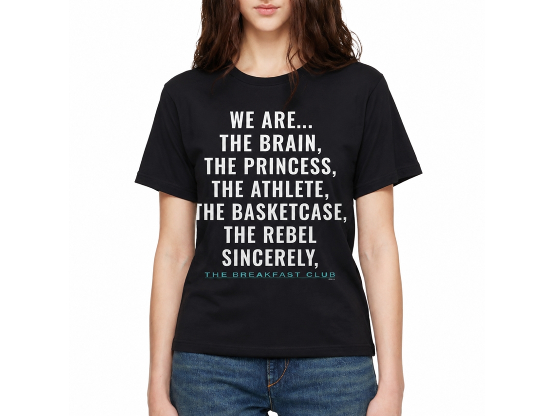 Rockinstone Breakfast Club Movie Sincerely Yours Black Adult T-shirt Size:xxxl