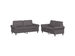 Maison Exclusive - 2 Pcs Conjunto De Sofás C/ Almofadões Couro Artificial Cinzento