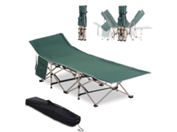 Cama De Campismo Dobrável, Estrutura Em Aço, Carga 150 Kg, 190x68x52 Cm, Verde, Saco Incluído