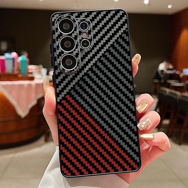 (preto) Capa Magnética Para Celular Galaxy A15 Com Textura De Fibra De Carbono