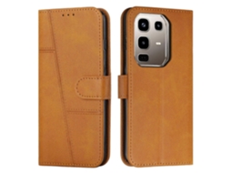 Capa De Celular Em Couro Com Textura De Bezerro E Fivela, Costurada, Para Infinix Note 50s