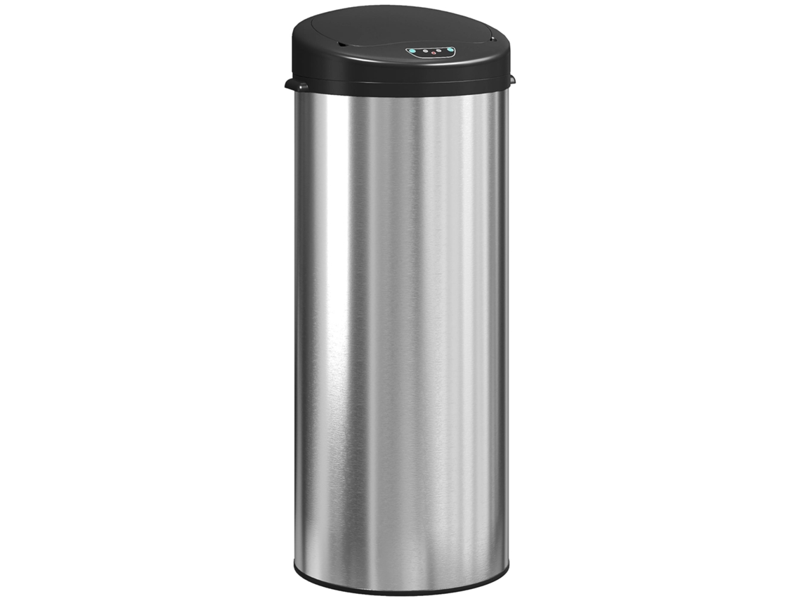Balde de Lixo de Cozinha Automático 55 L em Aço Inoxidável com Sensor Infravermelho Fechamento Suave 32x30x78.5cm Prateado BTFORUS