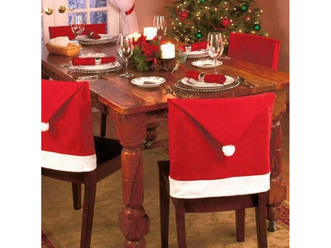 Capa Para Cadeira De Natal, Conjunto De 6 Capas Para Cadeira De Papai Noel, Capa Para Cadeira De Natal, Capa Para Cadeira De Natal Olysi Shop
