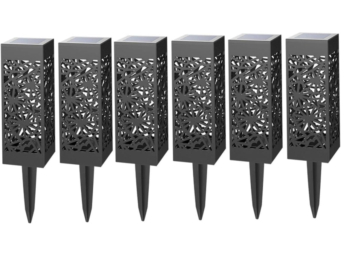 Conjunto De 6 Luminárias Solares Vazadas Para Jardim, Luz Branca Quente, Para Pátio Externo. Gokoco