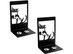 Suportes Para Livros Em Formato De Gato, Suportes De Livros Em Metal Preto Com Padrão Vazado Entalhado, 16cm De Altura