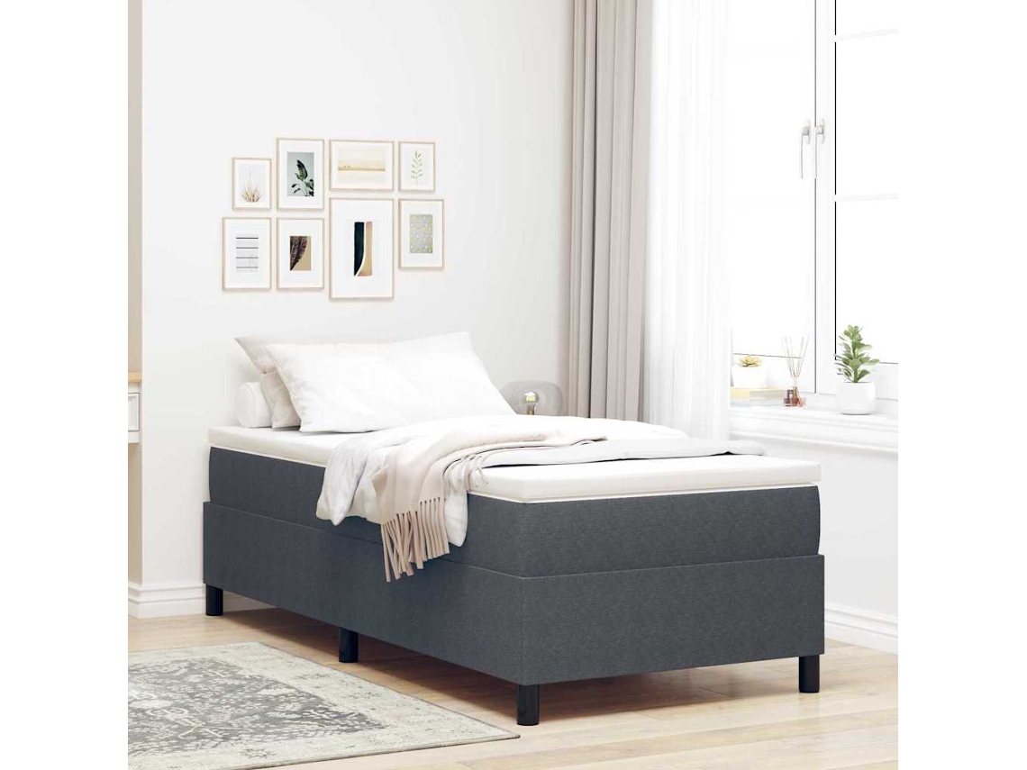 Vidaxl Cama Box Cinza Escuro E Branco 80 X 200 Cm