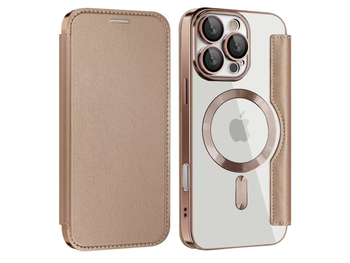 Capa Fólio Protetora Magsafe Elysve Para Iphone 12 Pro Max Resistente Areia Dourada