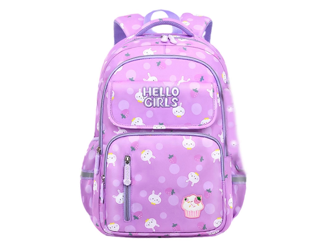 Mochila Escolar Infantil Fofa Com Desenho Animado, Leve E Resistente A Respingos, Na Cor Roxa.