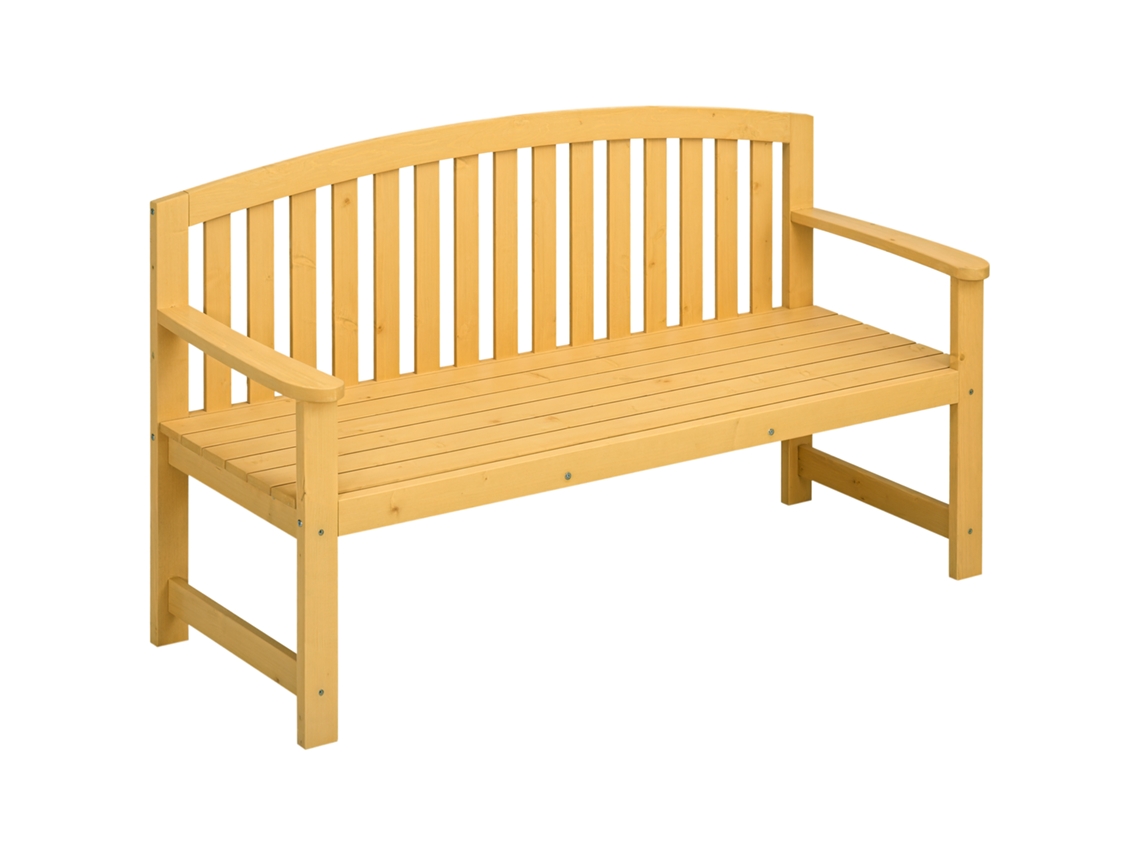 Banco de Jardim 2 Lugares BTFORUS madeira resistente às intempéries com assento e encosto 140x50x85cm laranja