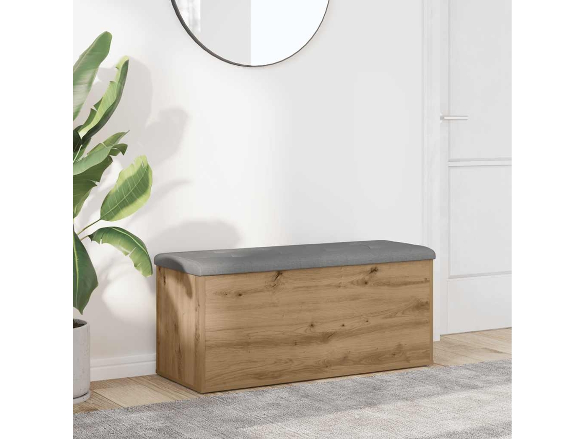 Vidaxl Banco De Arrumação Em Carvalho Artesanal 102x42x45 Cm, Madeira De Engenharia